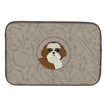 CAROLINES TREASURES Carolines Treasures CK2210DDM Shih Tzu in the Kitchen Dish Drying Mat CK2210DDM